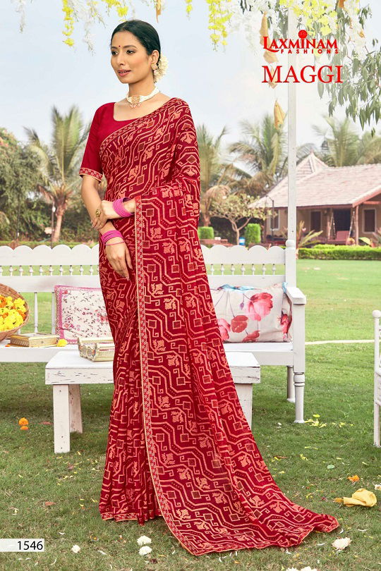 Laxminam Maggi Fancy Ethnic Wear Wholesale Printed Georgette Sarees Catalog
